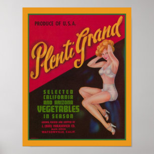 1940年代のPlentiの大野菜広告 ポスター