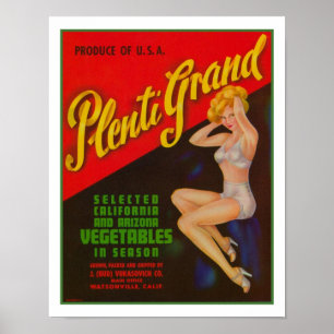 1940年代のPlenti大野菜広告ポスター ポスター