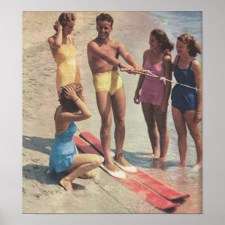 1940年代ウォータースキー女子の水着 ポスター