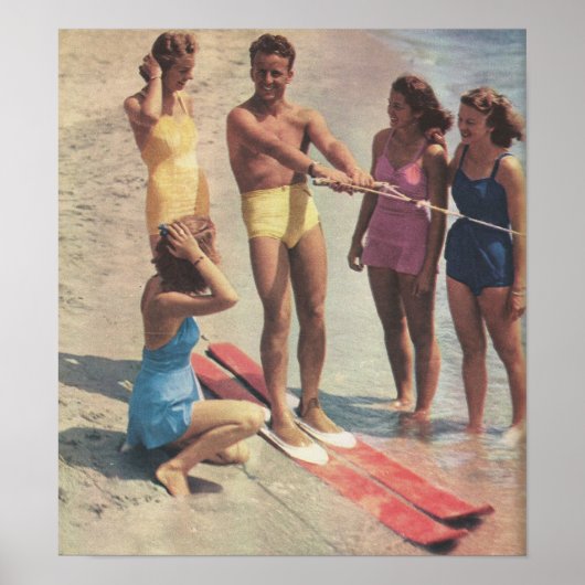 1940年代ウォータースキー女子の水着 ポスター (正面)