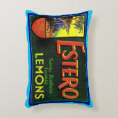 1940年代エステロレモン果実輪状ラベルプリント アクセントクッション (正面(垂直))