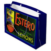 1940年代エステロレモン果実輪状ラベルプリント ラージペーパーバッグ (裏面アングル)