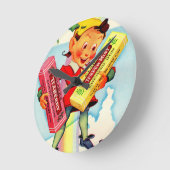 1940年代クラークのチューインガム小妖精や小人 ラウンド壁時計 (傾斜)