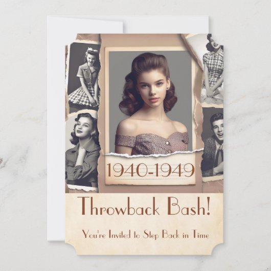 1940年代パーティー時代ヴィンテージ懐かしい10代の若者パーティー 招待状 (正面)