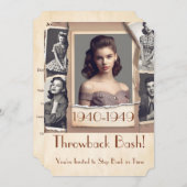 1940年代パーティー時代ヴィンテージ懐かしい10代の若者パーティー 招待状 (正面/裏面)