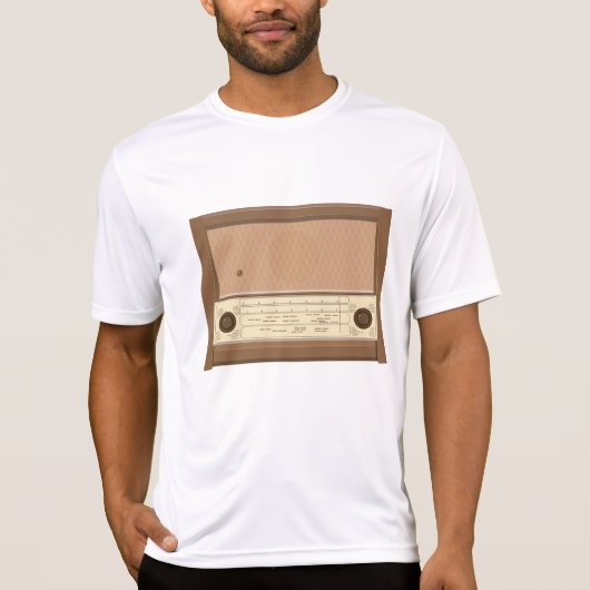 1940年代ビンテージ風ウッドラジオ Tシャツ (正面)
