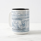 1940年代メンズウェア物置き窓アートブルー ツートーンマグカップ (正面左)