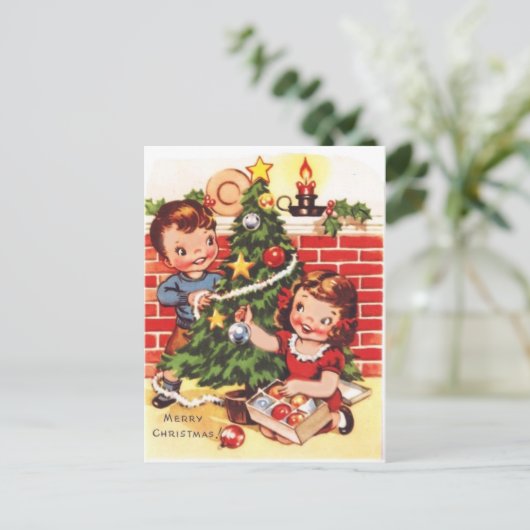 1940年代ヴィンテージメリークリスマス シーズンポストカード (スタンド正面)