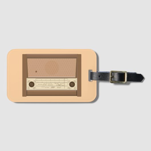 1940年代ヴィンテージ レトロ ウッド ラジオ ラゲッジタグ (正面横)
