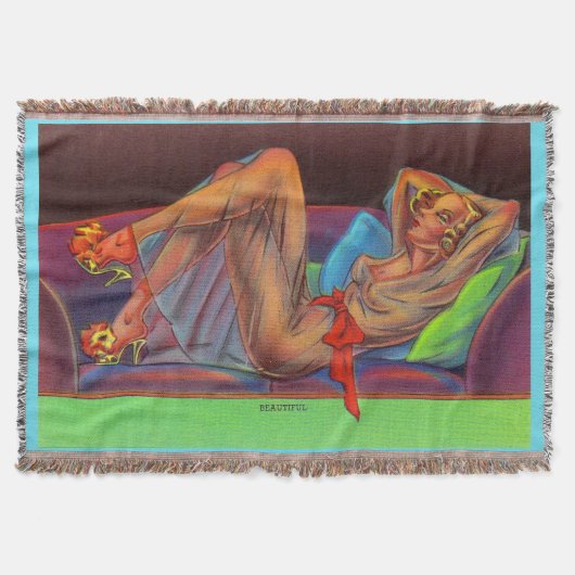 1940年代初期の美しいピンアップ女の子 スローブランケット (正面)