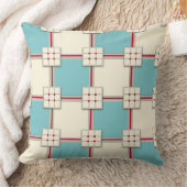 1940年代層タイルパターン(アクア、アイボリー、レッド) クッション (ブランケット)