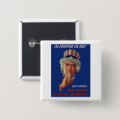 1940年代警告のサム叔父 缶バッジ (正面&裏面)