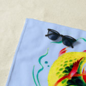 1940年代魚釣り魚プリント ビーチタオル (インサイチュ)