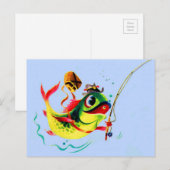 1940年代魚釣り ポストカード (正面/裏面)