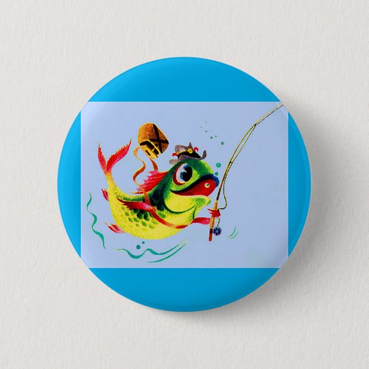 1940年代魚釣り 缶バッジ (正面)