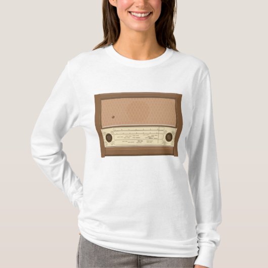 1940年代 レトロ 木製ラジオ Tシャツ (正面)