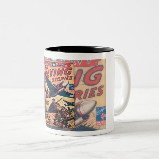 1940年代WWIIパルプマガジンアートコーヒーマグ ツートーンマグカップ (正面右)