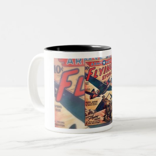 1940年代WWIIパルプマガジンアートコーヒーマグ ツートーンマグカップ (正面左)