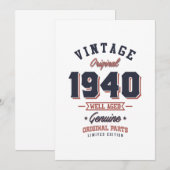 1940年生まれ ヴィンテージ 1940年 レトロ 誕生日プレゼント 招待状 (正面/裏面)