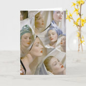 1940年頃の美女 カード (黄色い花)