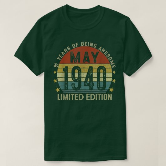 1940年5月ヴィンテージ82位誕生日82歳の贈り物F Tシャツ (デザイン正面)
