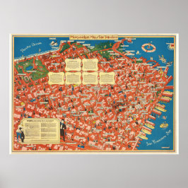 1940年 ビンテージ イラスト サンフランシスコ 地図 ポスター
