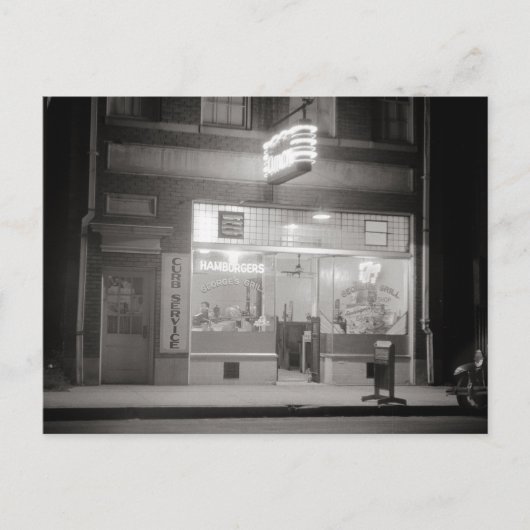 1940年、夜の食堂 ポストカード (正面)
