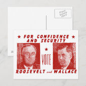 1940投票ルーズベルト+ウォレス，赤 ポストカード (正面/裏面)