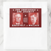 1940投票ルーズベルト+ウォレス，赤 長方形シール (バッグ)