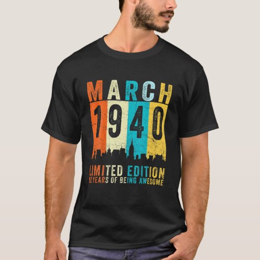 1940素晴らし年3月以来82番目の誕生日ヴィンテージRet Tシャツ (正面)