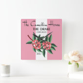 1940-1977シカゴ、ドレイクホテルCamellia House スクエア壁時計 (ホーム)