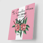 1940-1977シカゴ、ドレイクホテルCamellia House スクエア壁時計 (傾斜)