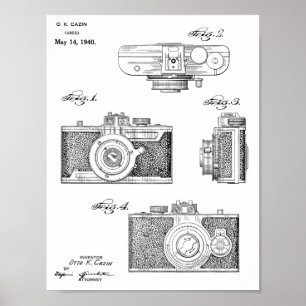 1940 Vintage Camera Patent Art Drawing Print ポスター