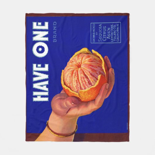 1940sにはオレンジ色のクレートのラベルプリントが1つ フリースブランケット (正面)