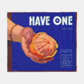 1940sにはオレンジ色のクレートのラベルプリントが1つ フリースブランケット (正面(横))