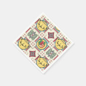 1940sキッチンパターンと黄色のティーポット スタンダードカクテルナプキン (角)