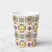 1940sキッチンパターンと黄色のティーポット 紙コップ (左)