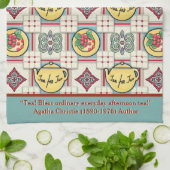 1940sキッチンパターン(黄色のティーポットをパーソナライズ) キッチンタオル (折り畳み)