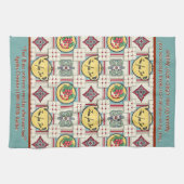 1940sキッチンパターン(黄色のティーポットをパーソナライズ) キッチンタオル (横)