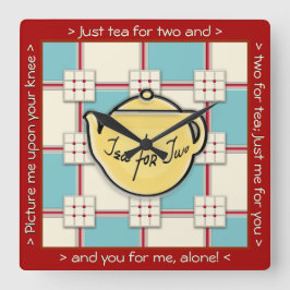 1940sキッチンパターン（黄色のティーポット付き） スクエア壁時計