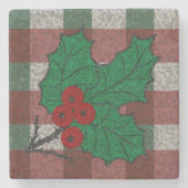 1940sクリスマスギンガムマーブル ストーンコースター (正面)