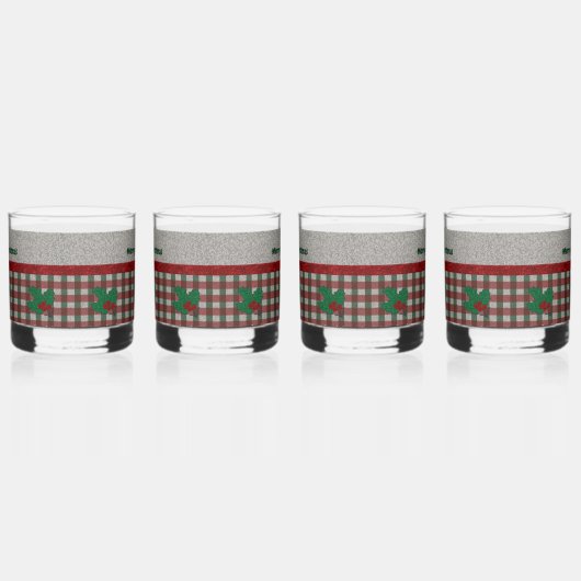 1940sクリスマスジンガムパーソナライズされた- 4セット ウイスキーグラス (左)