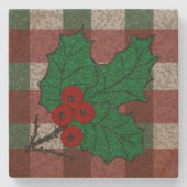 1940sクリスマスジンガム砂岩 ストーンコースター (正面)