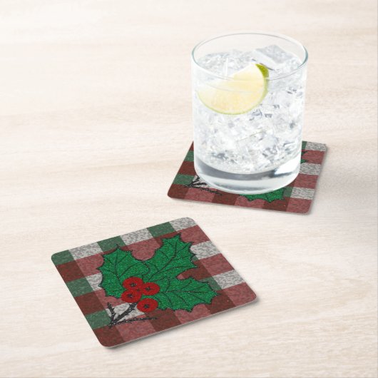 1940sクリスマスジンガム スクエアペーパーコースター (インサイチュ)