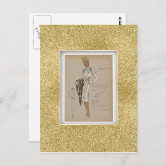 1940sコートショートジャケットソフト体パーキーペプラム ポストカード (正面/裏面)