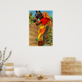 1940sピンアップギャルと馬 ポスター (キッチン)