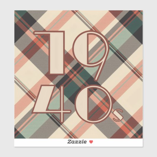 1940sプレイドビニールステッカー シール (シート)