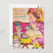 1940sヴィンテージ誕生日ガール ポストカード (正面/裏面)