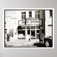 1940's Black & White Photo of Drug Store Poster