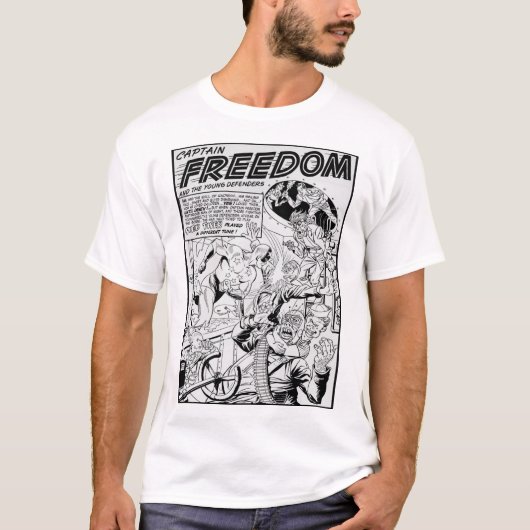 1940's Captain FREEDOM Action Comic T-Shirt Tシャツ (正面)
